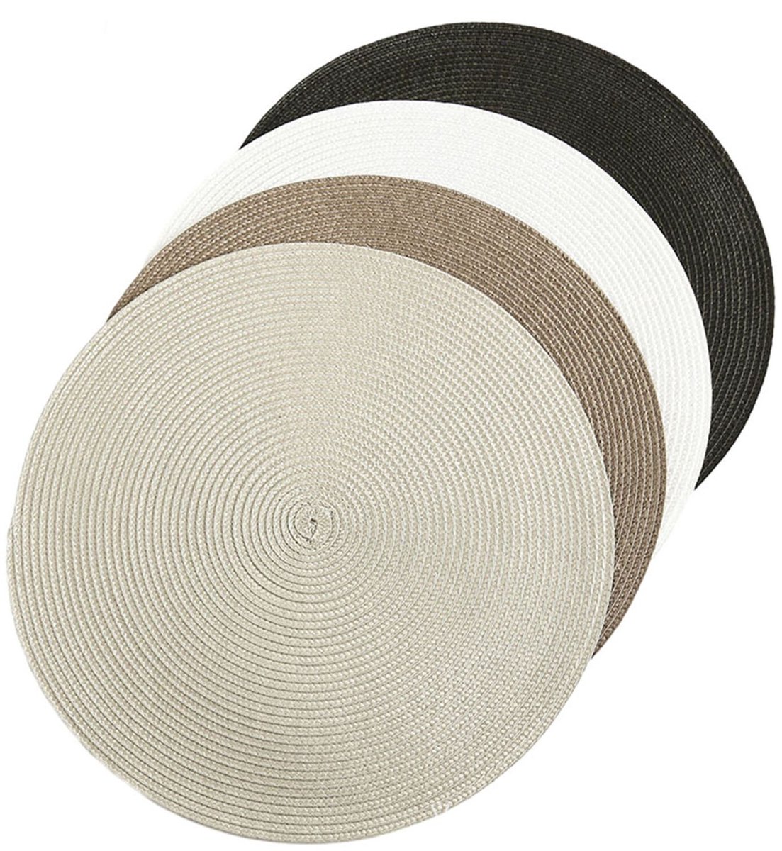 Antislip ronde geweven placemats, set van 4, 38 cm diameter, wasbaar
