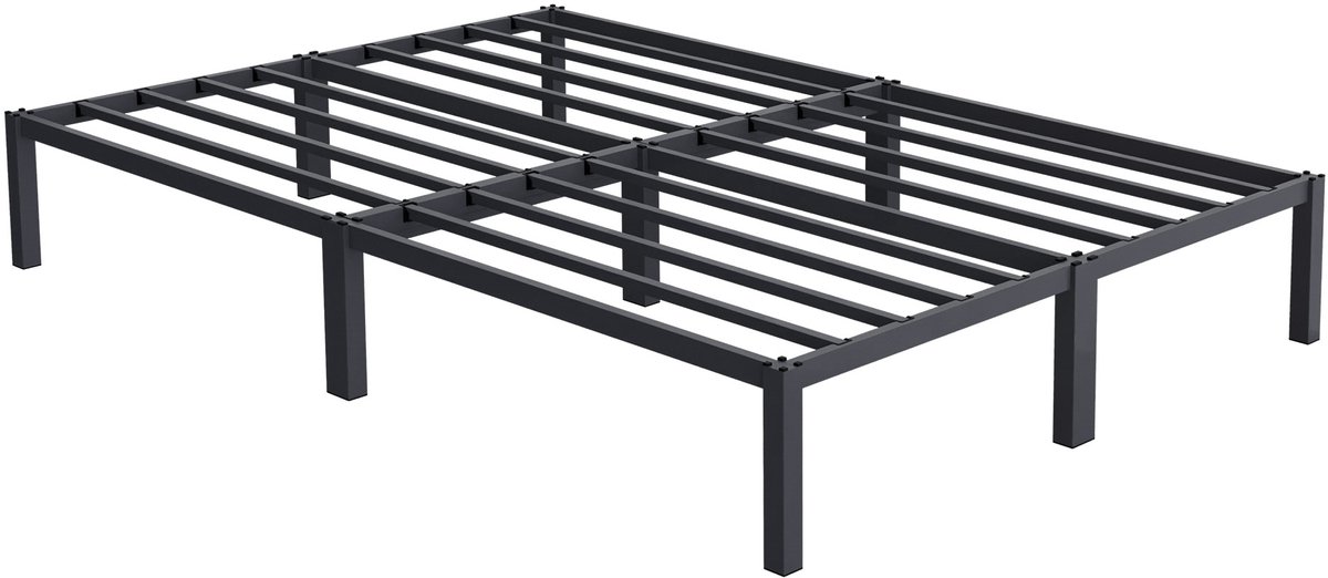 Bedframe tweepersoonsbed 140x200 cm van metaal in antraciet met lattenbodem ML design