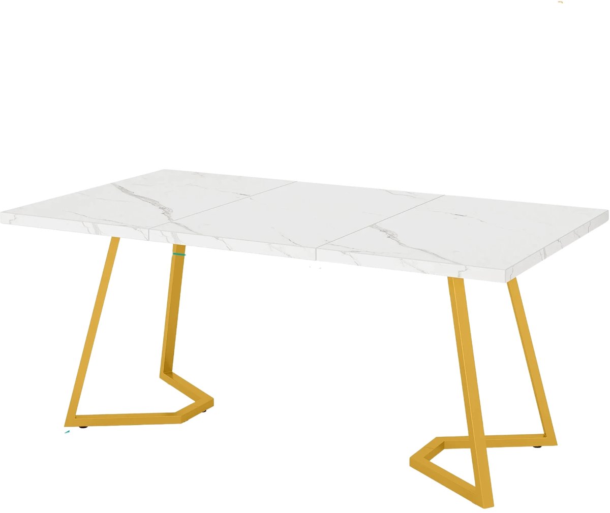 Happiq Moderne eetkamertafel Luvia - Woonkamer -Marmerlook Blad - 160cm Wit marmer