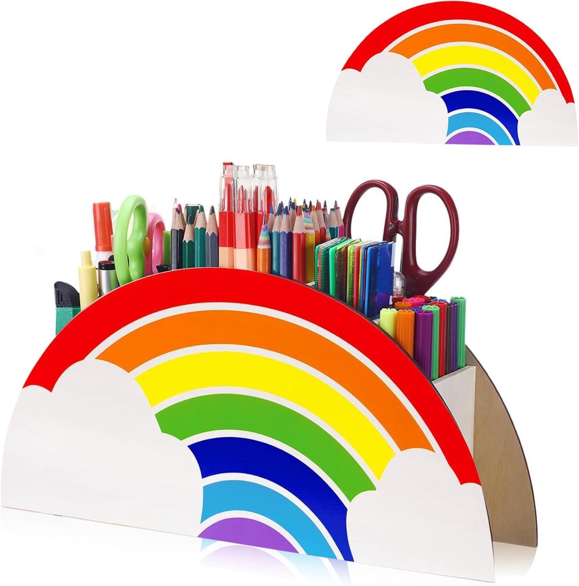 Houten Bureau-organizer - Regenbogen - voor Thuis, Kantoor en Klaslokaal - Opbergen van Schrijfwaren