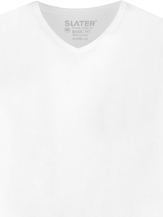 Witte V-hals Slater T-shirt basic fit, 100% katoen.