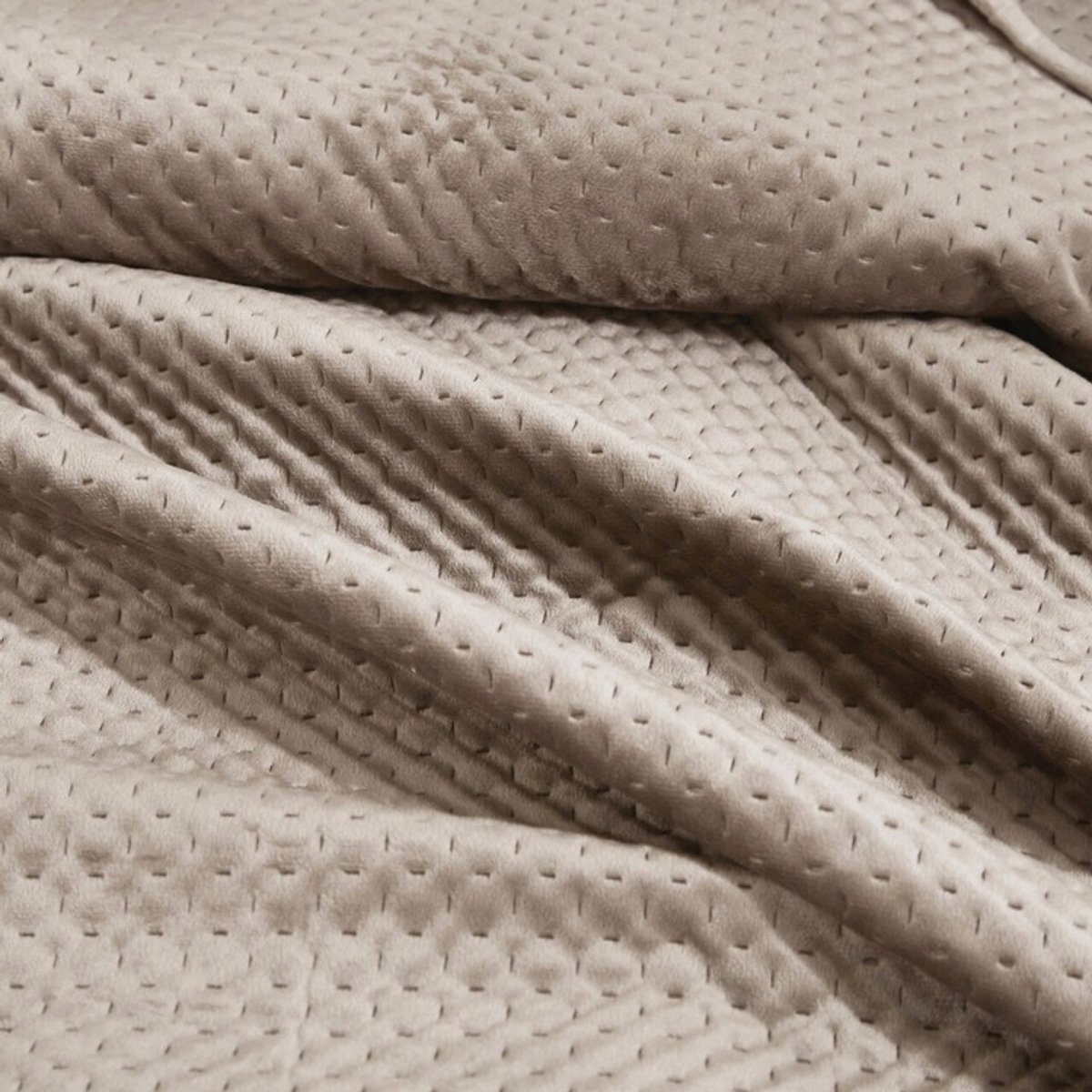 Gewatteerde fluwelen sprei 240x220 cm - Maya Beige