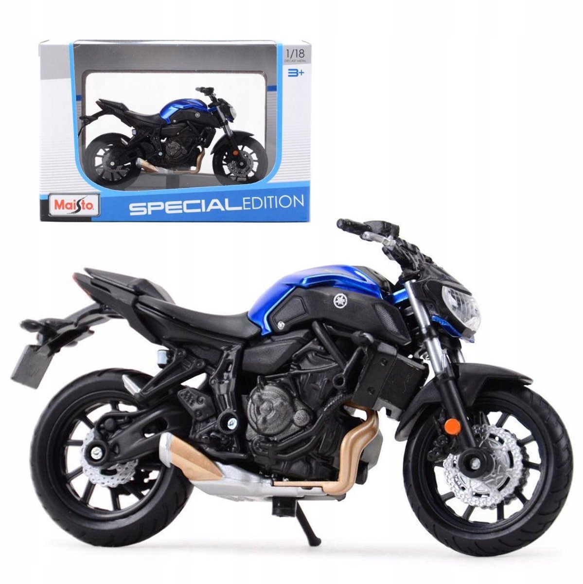 Butto Yamaha Mt-07 Motor Model Schaal 1:18 - Zurt/Blauw
