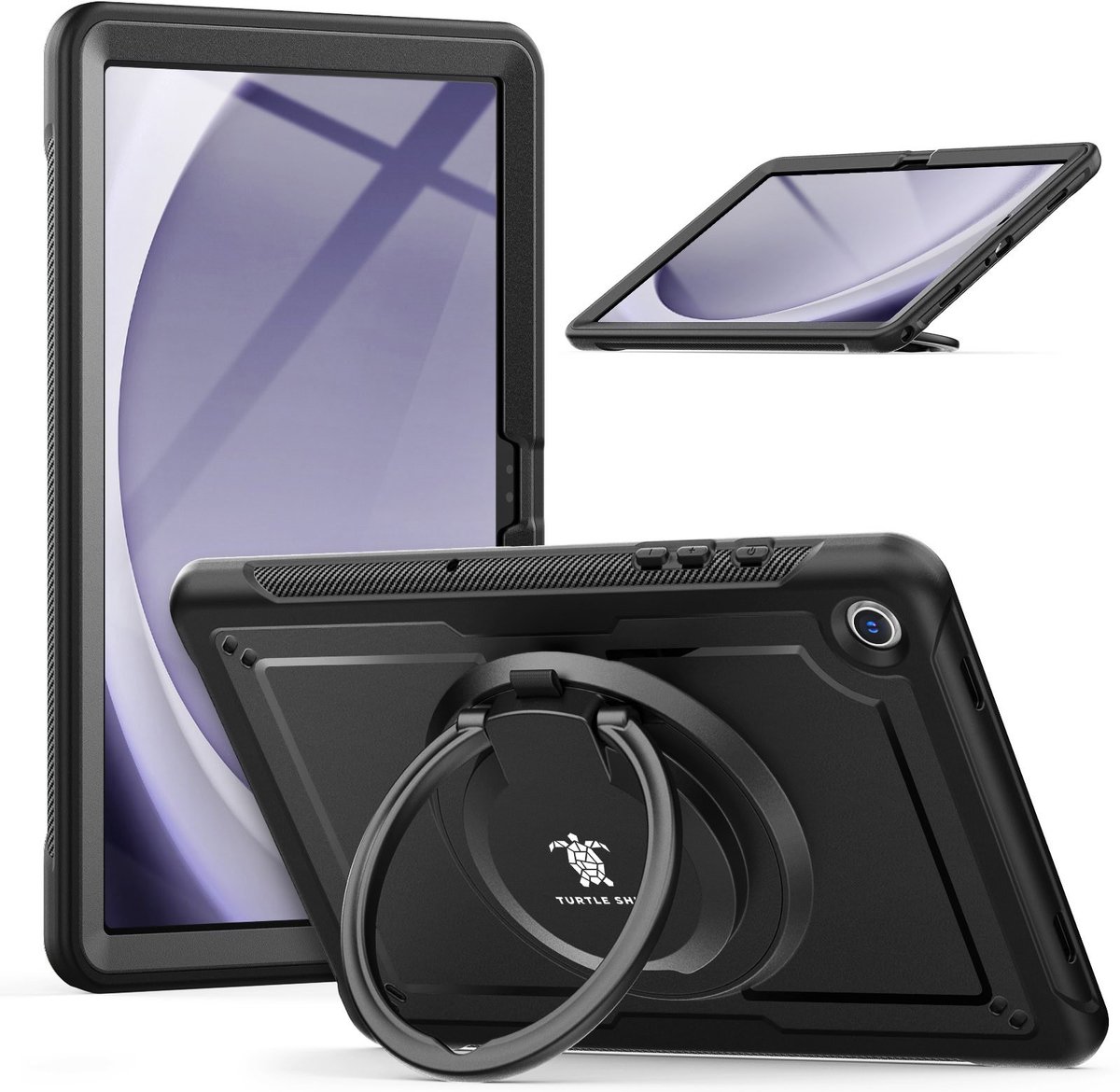 Turtle Shift Hoes - Geschikt voor Samsung Galaxy Tab A11 Plus en Tab A9 Plus - Hoes met screen protector - Uitklapbare standaard - Zwart
