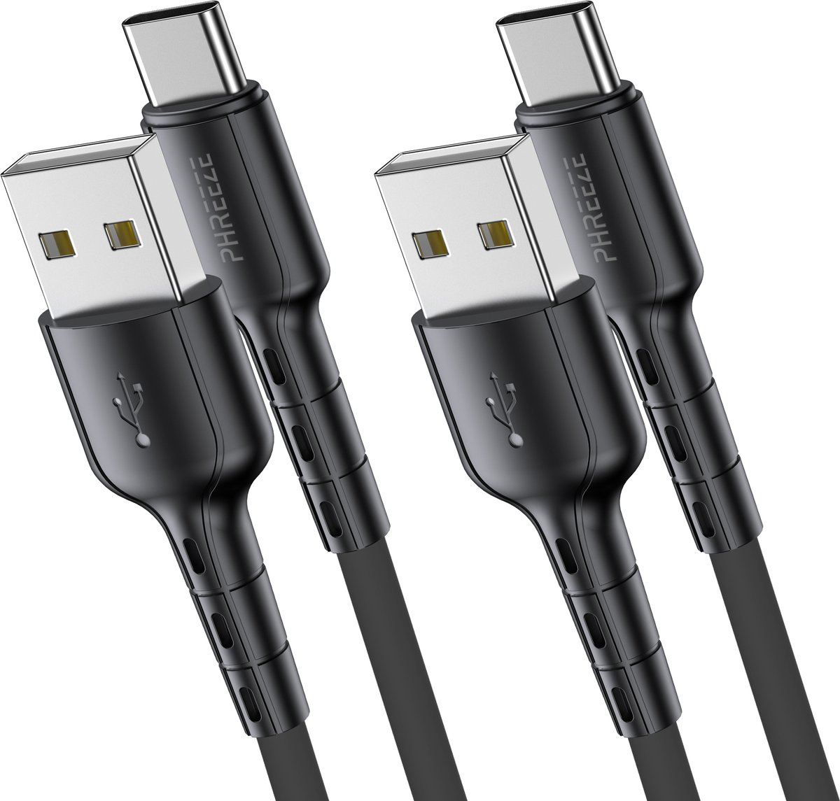 2x usb A naar usb C kabel 1 meter - Oplaadkabel & datakabel - Usb C naar usb - Phreeze