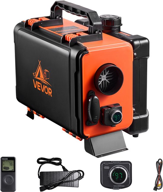 VEVOR Diesel Luchtverwarmer 8 kW DC 12 V/24 V Draagbare Standkachel (Alles-in-één) met afstandsbediening en LCD-scherm, Laag geluidsniveau, 4,5 L Brandstoftank voor Vrachtwagens en Campers
