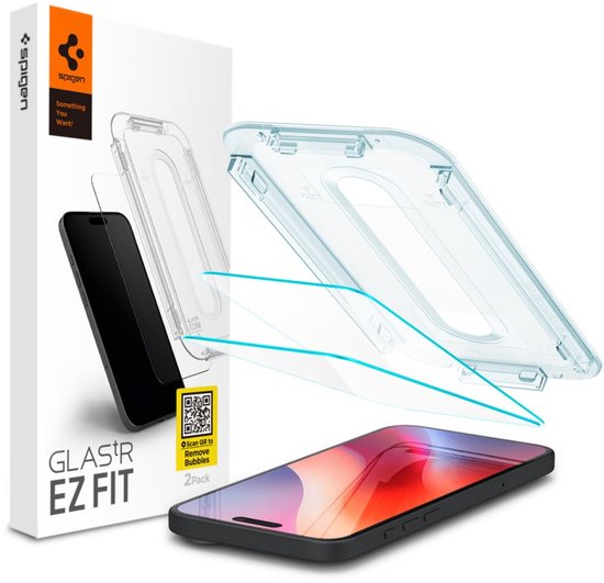Spigen EZ Fit Screen protector geschikt voor iPhone 16 Pro met installatie tools - 2 Stuks