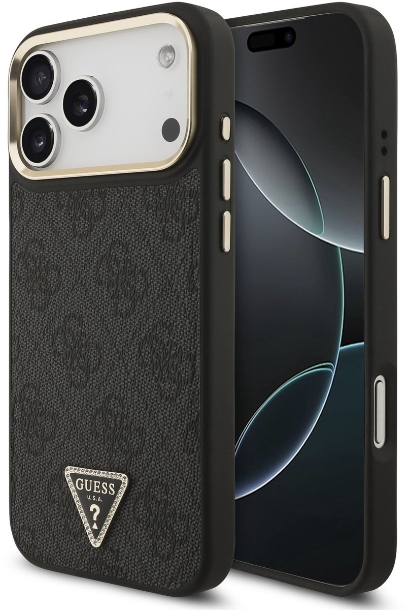Guess 4G Triangle geschikt voor iPhone 17 Pro Max hoesje – MagSafe compatibel – Grijs