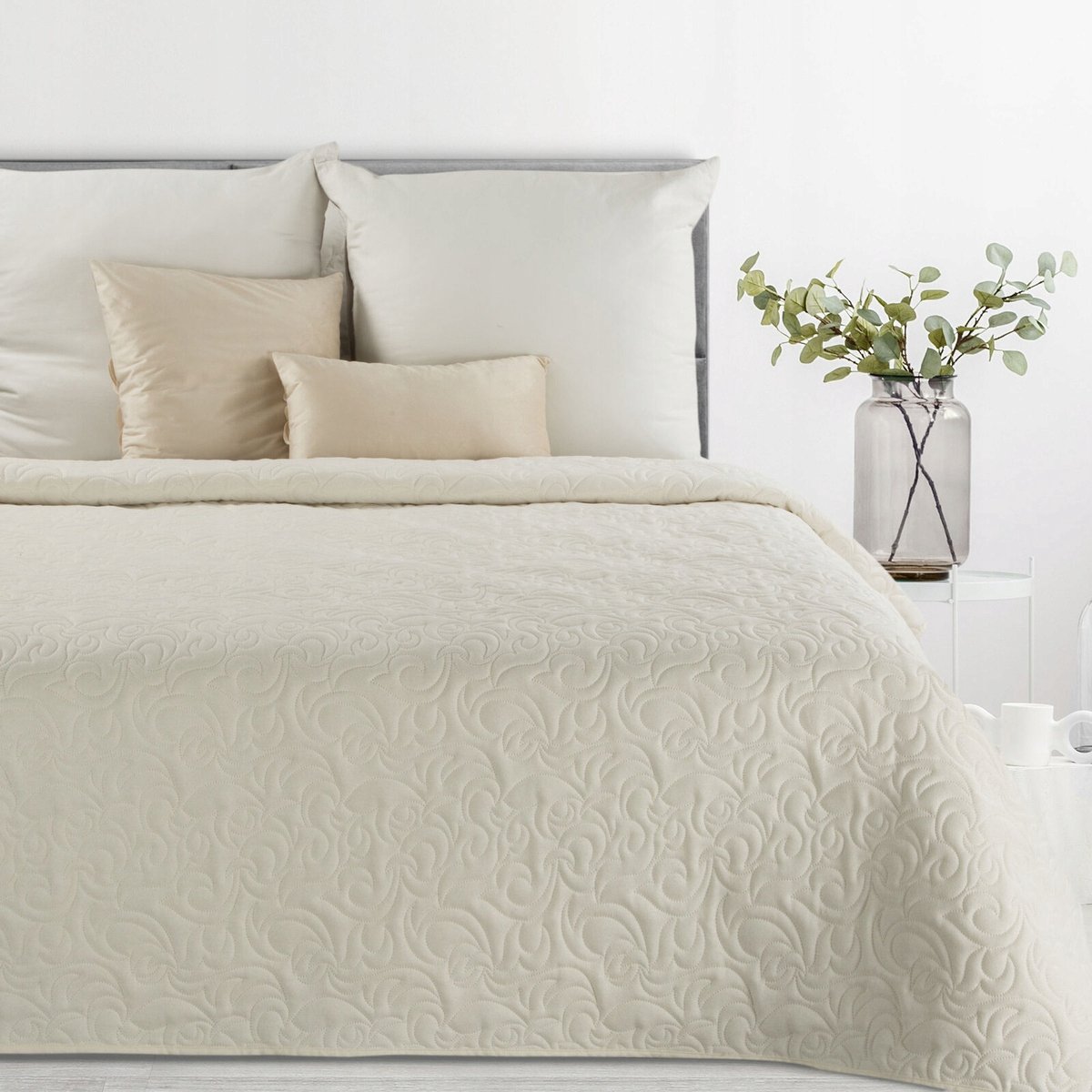 Gewatteerde sprei Linnen4 170x210cm Crème - Stijl en Comfort