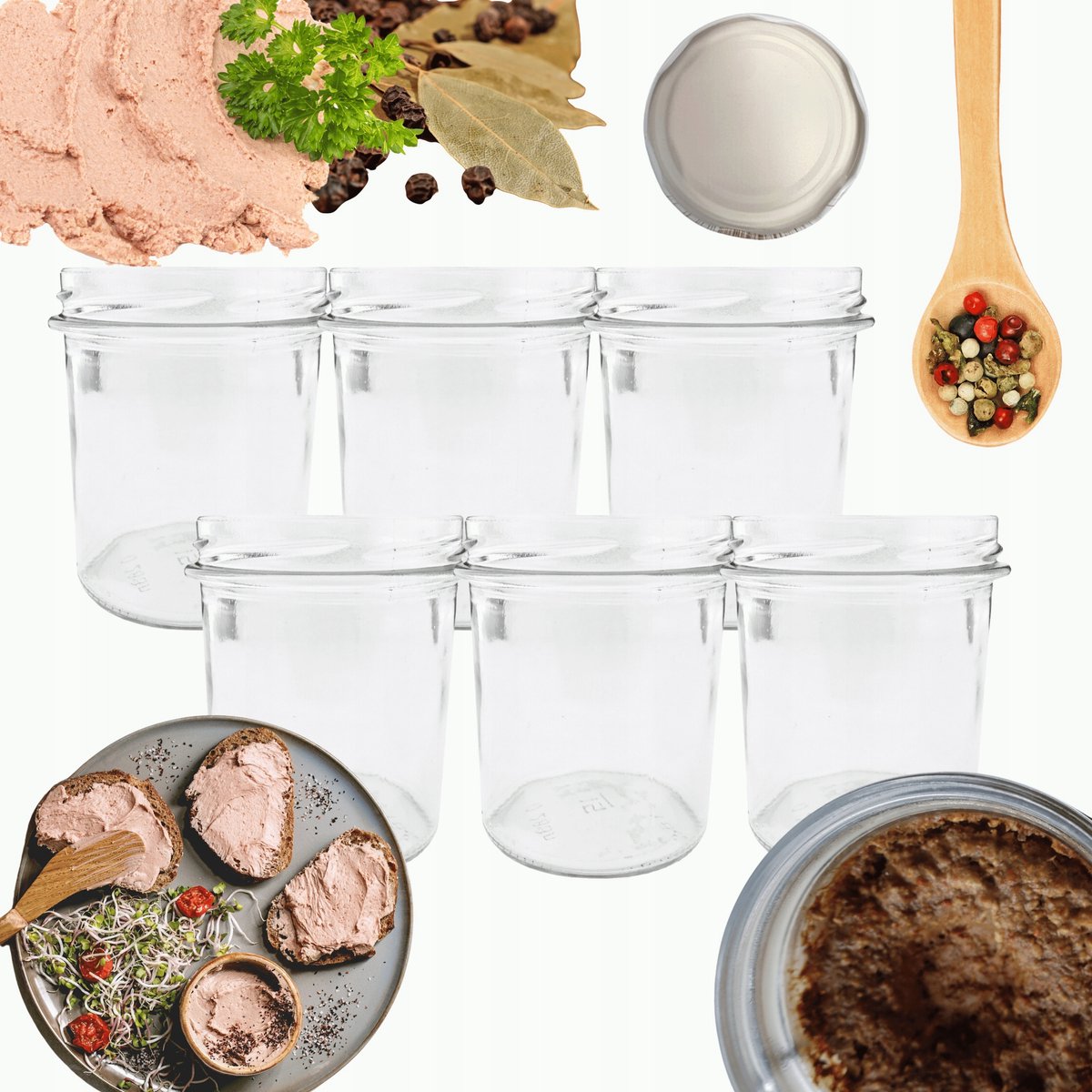 6x Glazen Potten 346ml met 82mm Opening - Ideaal voor Conserveren