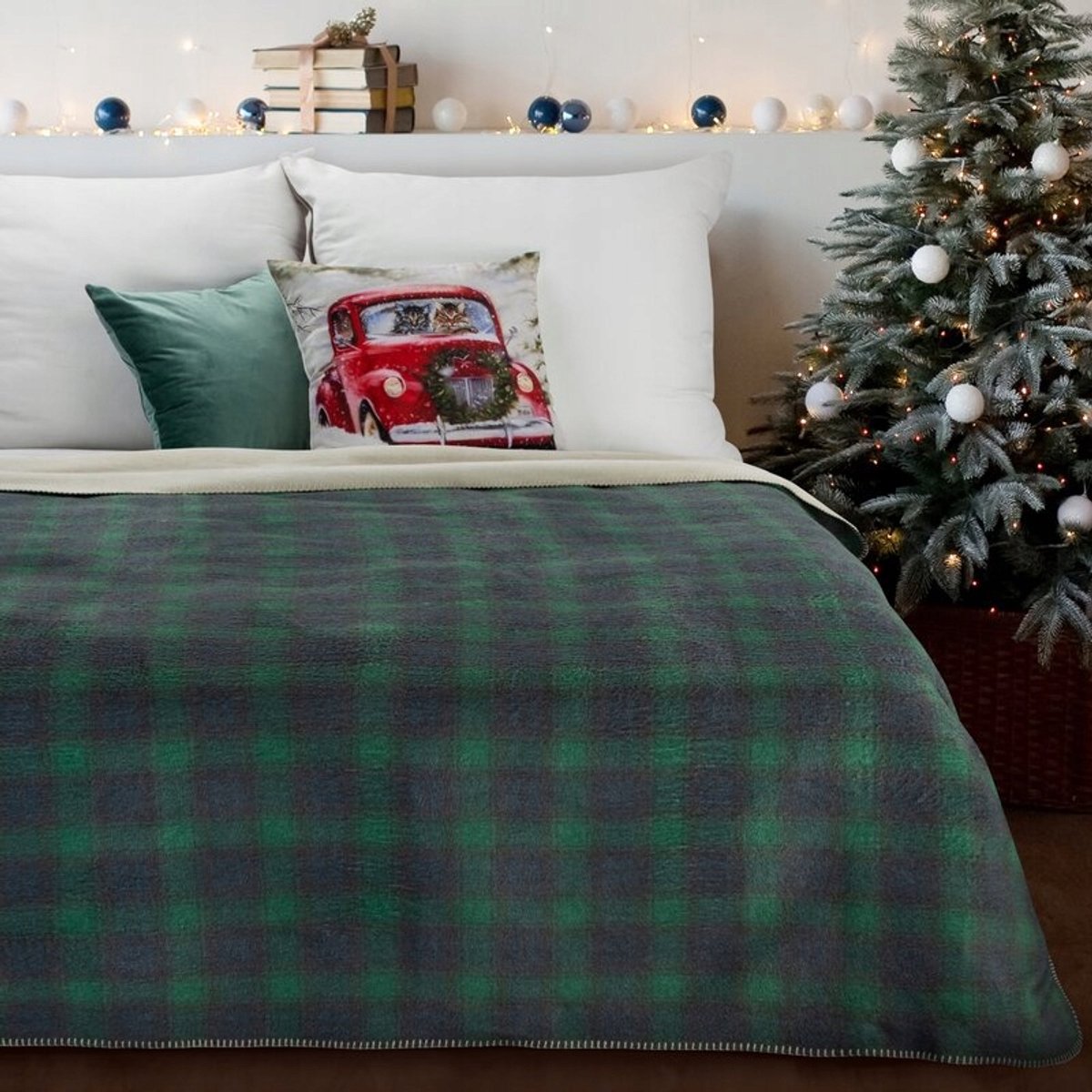 Warme Plaid 200x220cm Groen Geruit - Perfect voor de Feestdagen