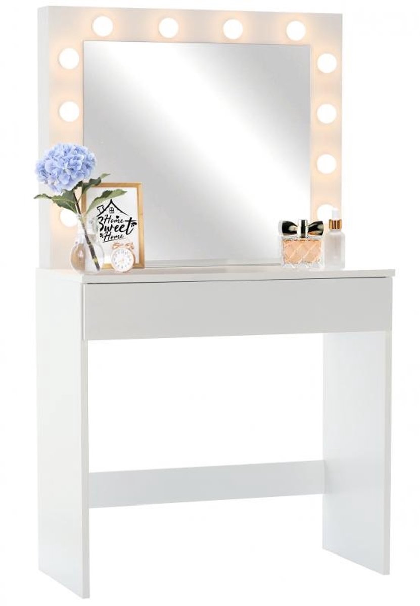 Viking Choice Kaptafel - met spiegel en LED-verlichting - MDF - wit