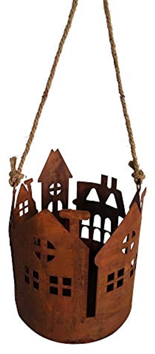 Decoratieve Roestlantaarn Ø14 cm - Hanglamp voor Tuin, Terras & Balkon