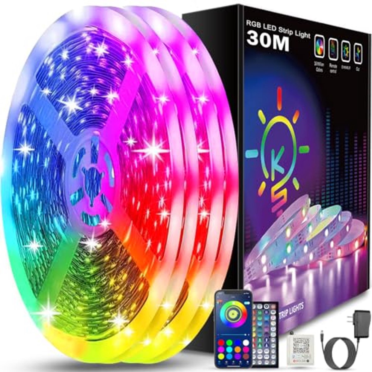 Bluetooth LED Strip 30 m met Afstandsbediening - Decoratieve LED Verlichting voor Slaapkamer en Kantoor