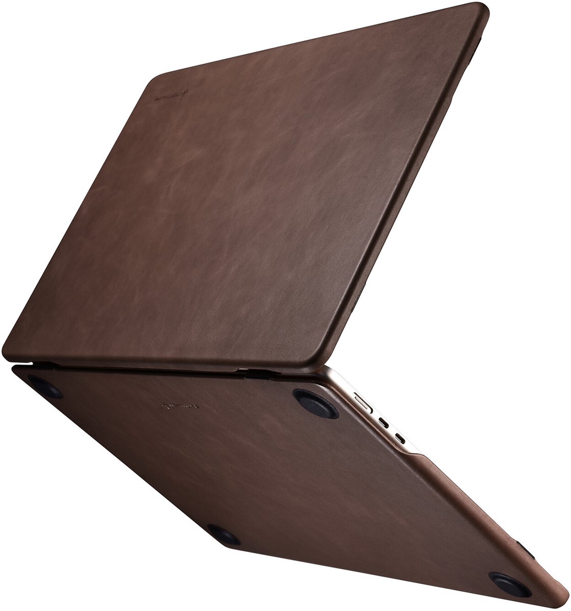 NorthLife Geschikt voor MacBook Pro 14 inch (2021-2026) Leren cover hoes - case - Coffee
