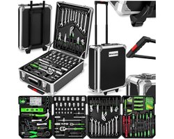 tectake® 1200-Delige Gereedschapskoffer - Gevuld - Gereedschapsset - Op Wielen - Gereedschapstrolley - Gereedschapskist met 4 Niveaus - Complete Gereedschap Set