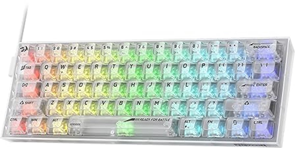 Image of 60% Bedraad RGB Gaming-Toetsenbord met 61 Toetsen en Transparante Mechanische Schakelaars