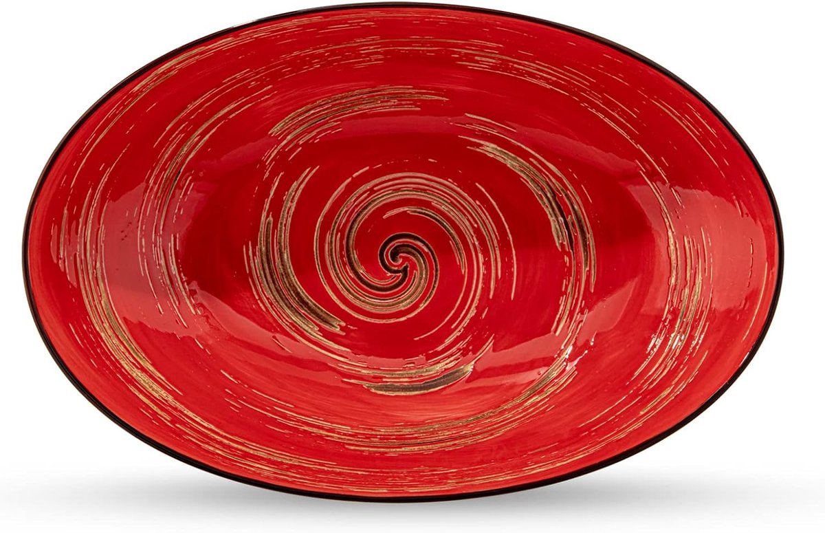 Wilmax Bord - 28 cm - Rond Porselein - Spiral Collectie - Rood