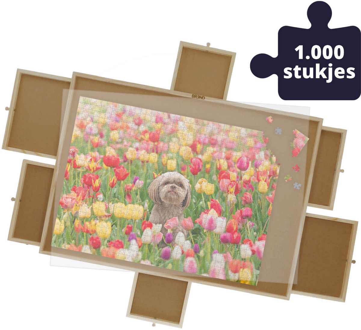 BR-2216 Puzzelplaat met 6 Lades – Puzzelplank / Puzzeltafel voor 1000 Stukjes - Inclusief Afdekplaat