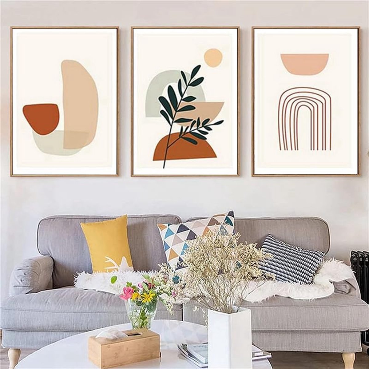Azomor® Abstracte poster set met bloemen en planten voor wanddecoratie