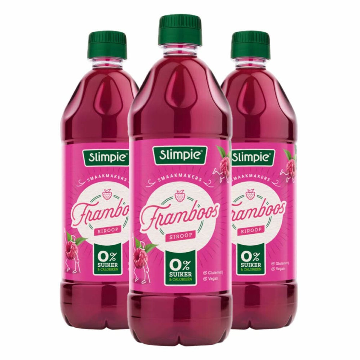 Slimpie Siroop Framboos - 3 x 650 ml - Voordeelverpakking