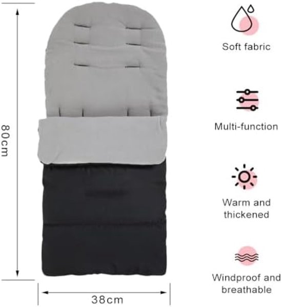 PromoHome Universele Kinderwagen Voetenzak - Zachte Winterbescherming met Veiligheidssluiting van Merkloos — afbeelding 2