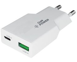 OneOne 30W snellader met 2 poorten. USB C en USB A. Platte GAN Quick Charge lader. PD PPS oplader adapter past op Samsung Galaxy A34, A54, A24, A14, A05, F04, F34, F54, A15, A25, A35, F15, M14, M04, M34, M21, M30, M40, M54
