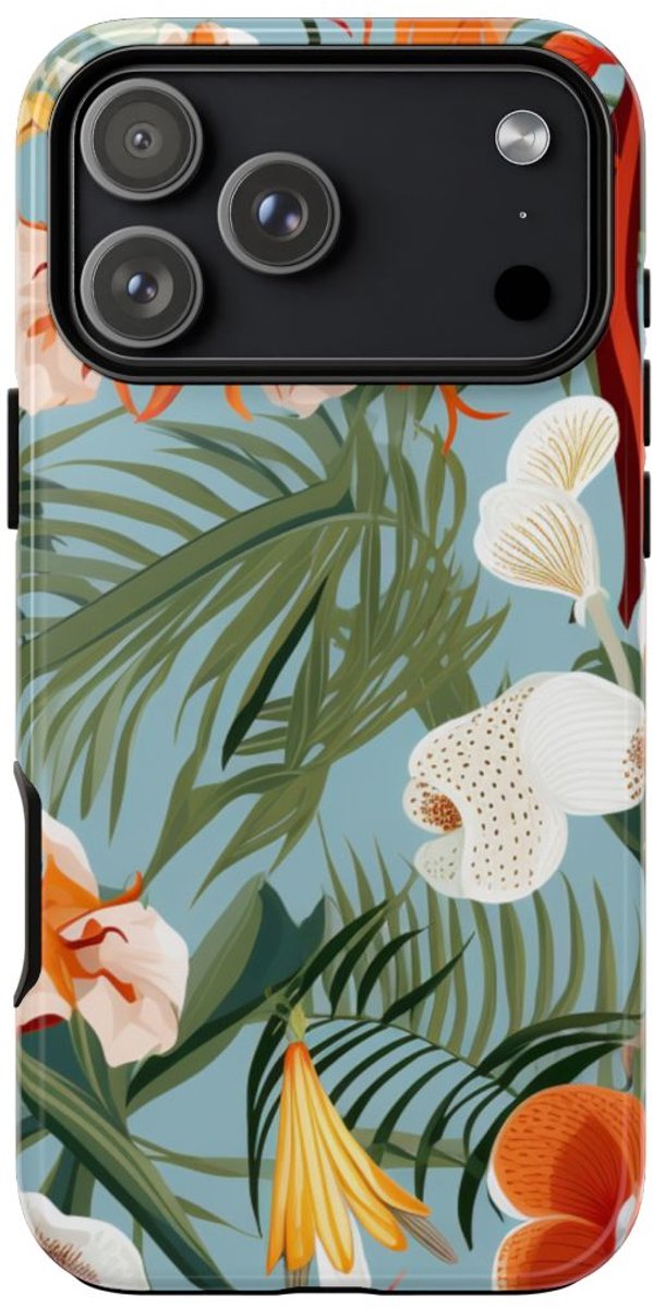 Tropische Orchideeën en Bladmotief – Telefoonhoesje Geschikt voor iPhone 17 Pro Max