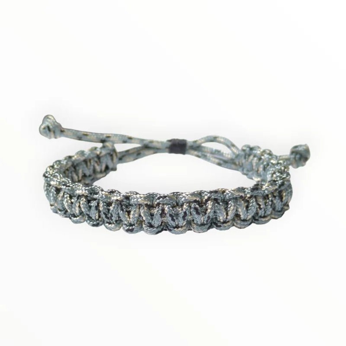 Aramat Jewels | Armbanden | Verstelbare Nylon Armband dames en mannen | Grijs-Zwart-Wit | |8mm | Kunststof | Kinderen, Volwassenen | Verkleurd niet
