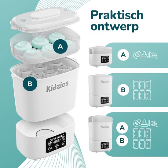 Kidzies® 3-in-1 Flessen sterilisator - Elektrisch - Droger - Flessenborstel - Flessenreiniger van Kidzies® — afbeelding 4