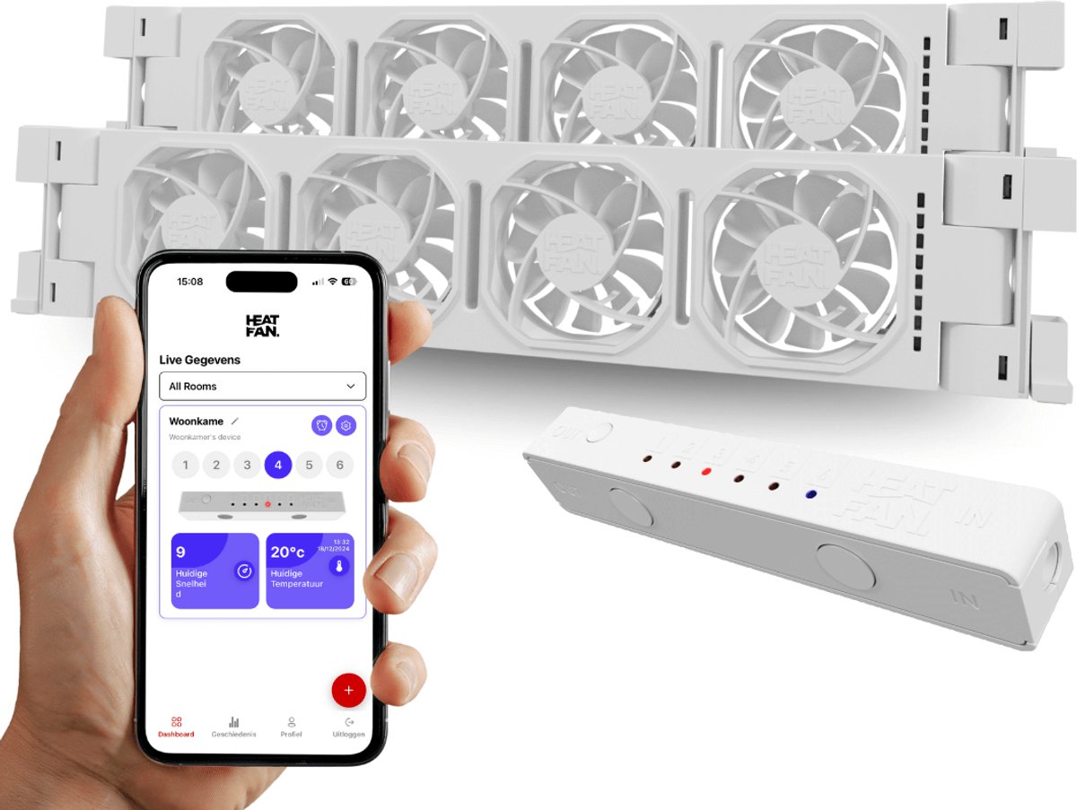 Heatfan 4 - Duo Set - Wit - Radiator Ventilator – Radiator Ventilator – met WIFI Controller – Energiezuinige Radiator Fan voor Verwarming – Geschikt voor radiatoren van 80 cm t/m 130 cm