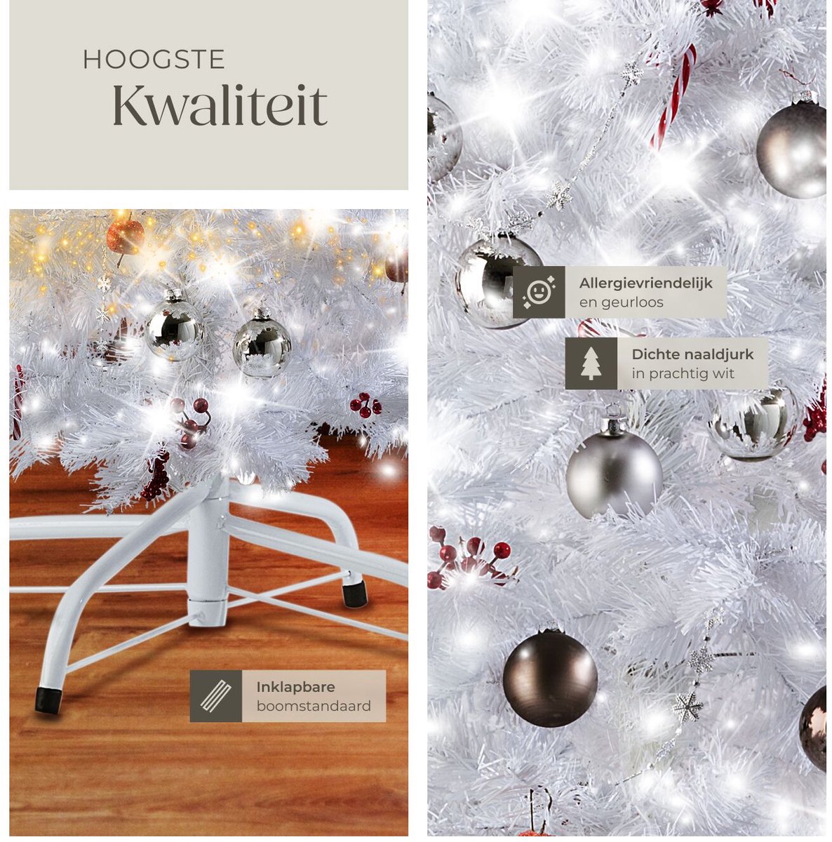 tectake® Kunstkerstboom - Levensecht met flexibele takken - Volumineus - Stabiel en eenvoudig te monteren - Kunstkerstboom als kerstversiering - 180cm - 533 takken - Wit – foto 3