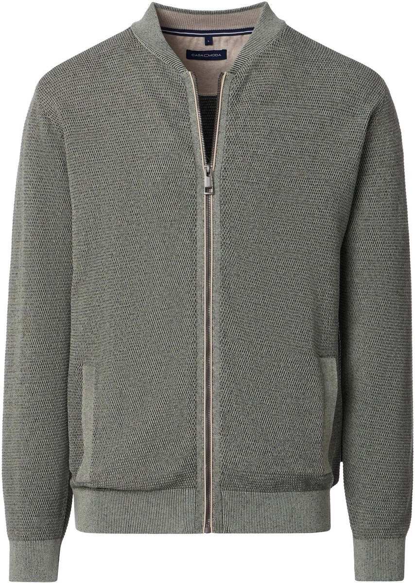 CASAMODA Vest Zip Structure Groen - Maat L - Heren