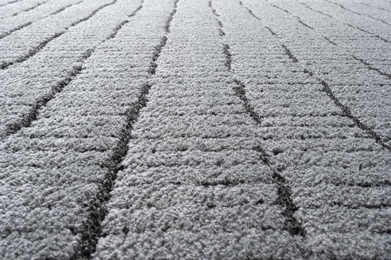 Tapis Rugsman Kyoto 014.0002.5131 - 160 x 230 cm - Grijs - Rectangulaire - Polyester - Salon - Géométrique - Shaggy - Poils longs, Moderne