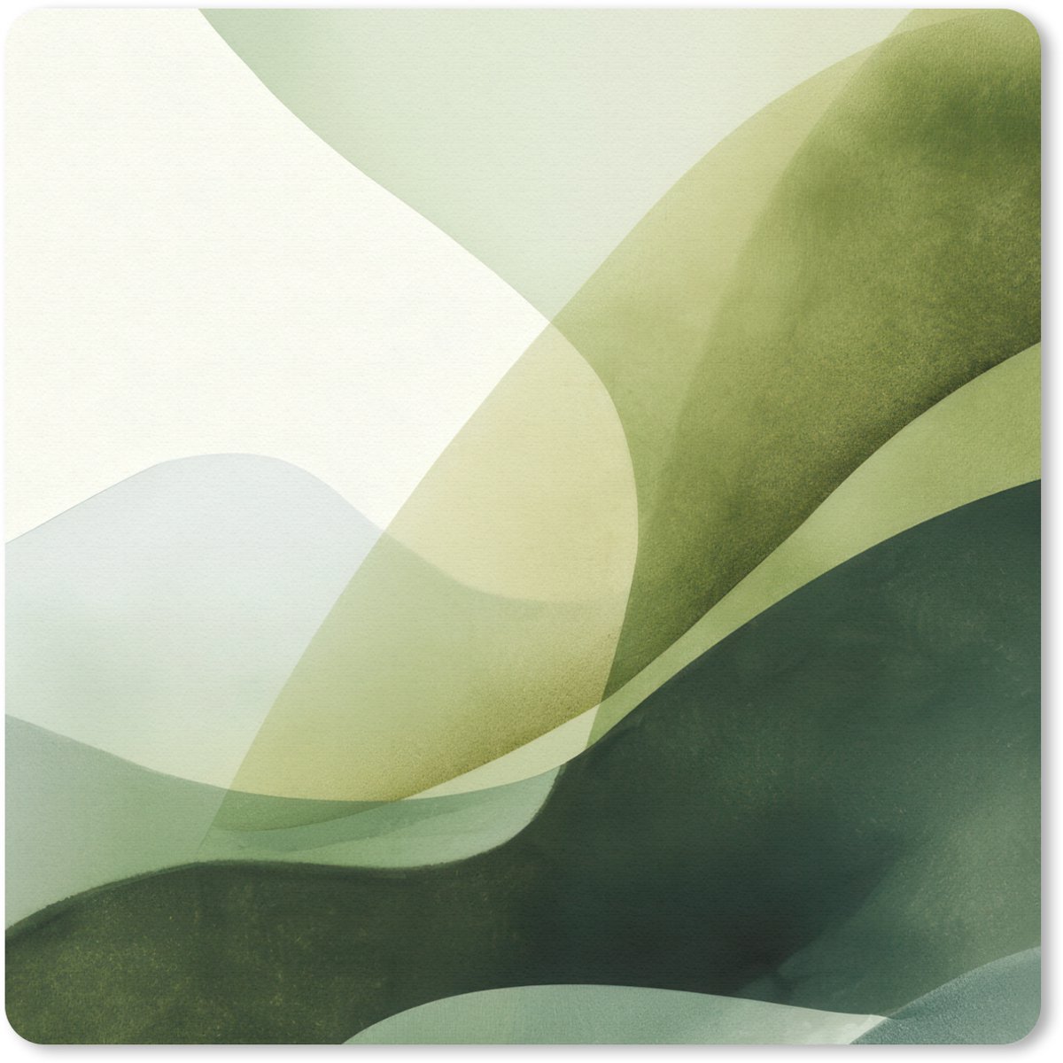 Muismat 20x20 cm - Mousepad Golven - Abstract - Lichtgroen - Sierlijk - Muismatten
