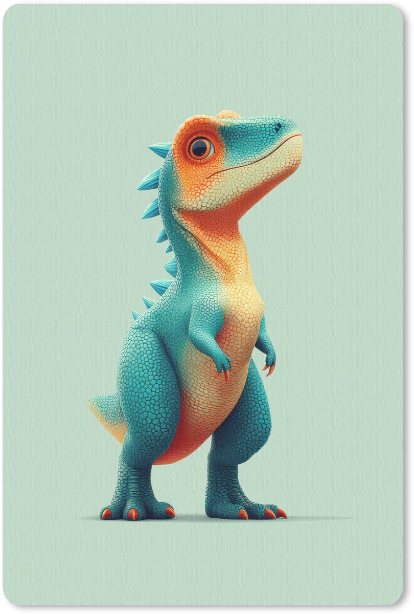 Muismat 18x27 cm - Mousepad Cartoon - Dino - Oranje - Stekels - Muismatten