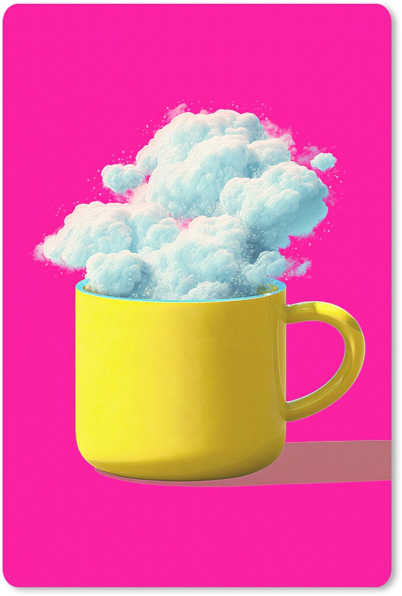 Muismat 18x27 cm - Mousepad Mok - Wolken - Roze - Minimalitisch - Muismatten