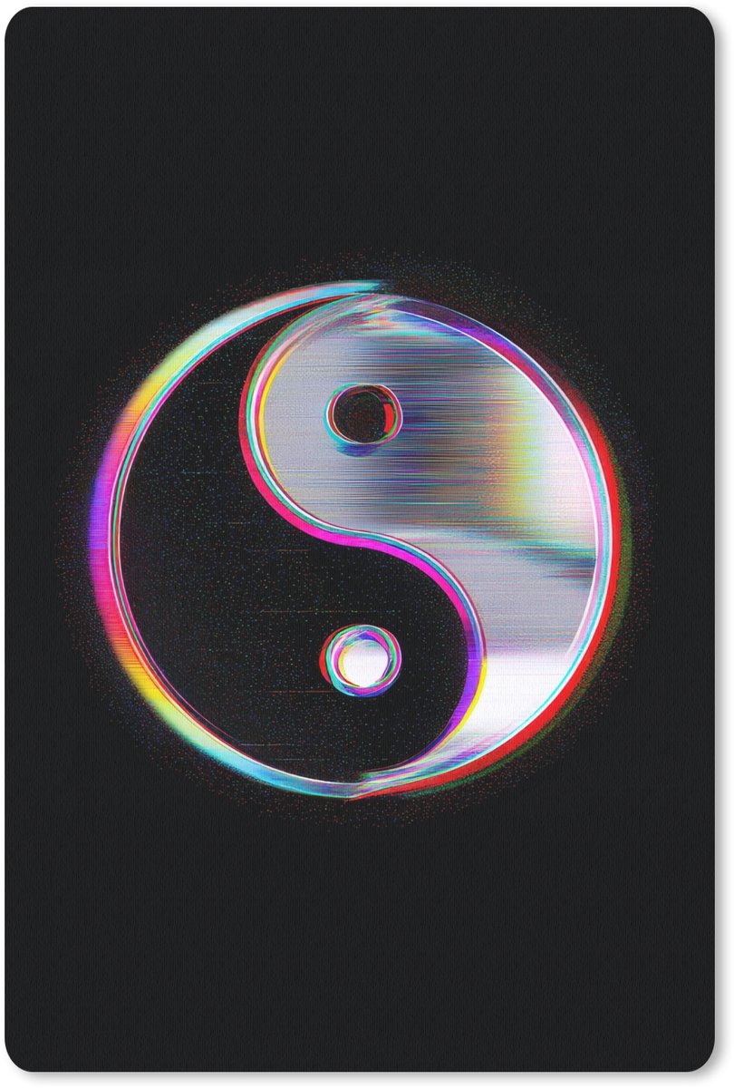 Muismat 18x27 cm - Mousepad Yin-Yang - Cirkel - Regenboog - Muismatten
