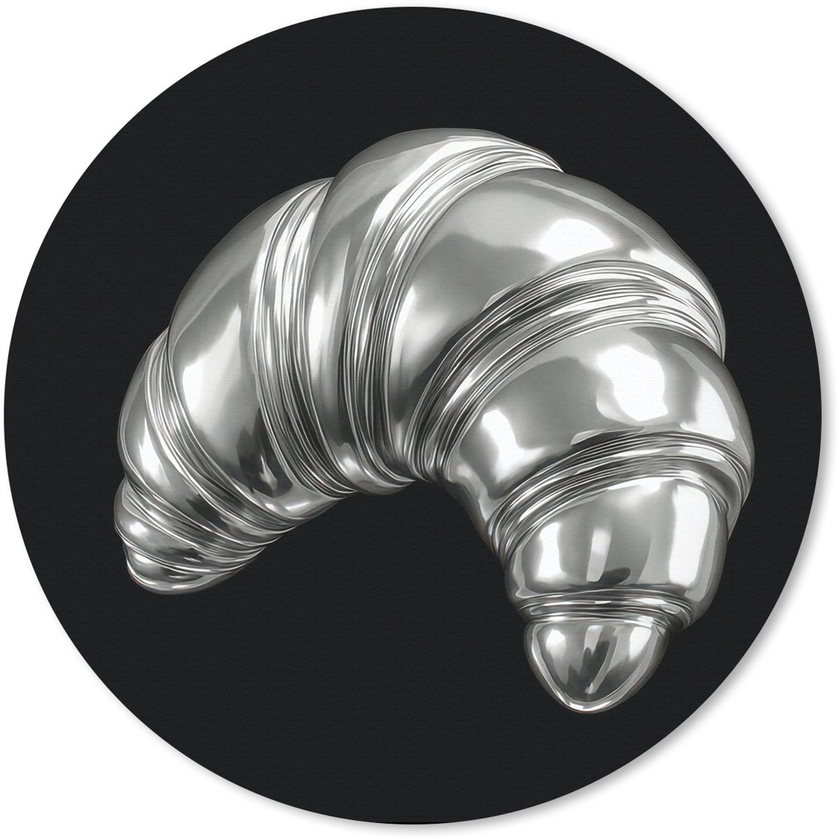 Muismat rond 50x50 cm - Mousepad Croissant - Metaal - Zilver - Ronde muismatten