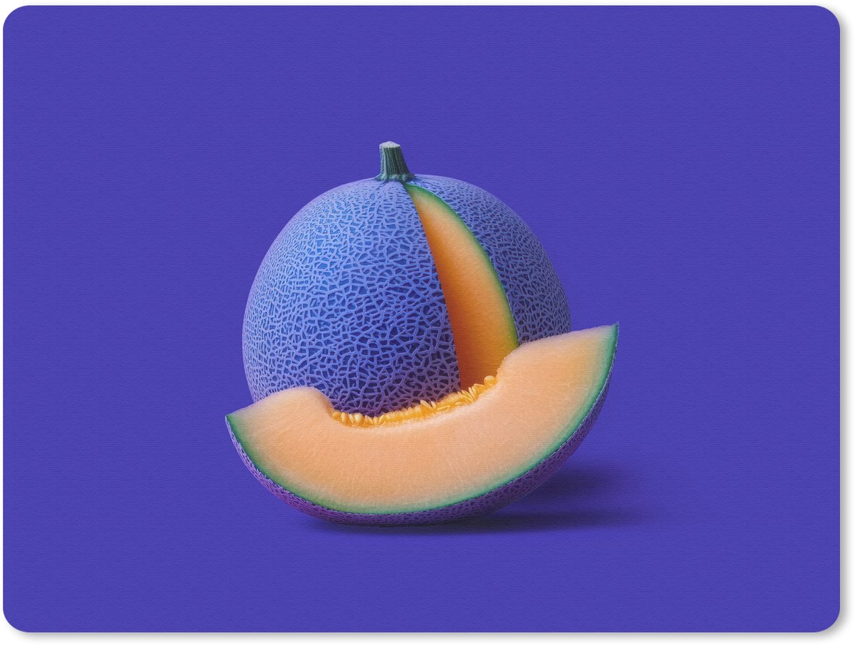 Muismat 23x19 cm - Mousepad Meloen - Blauw - Oranje - Kunstzinnig - Muismatten