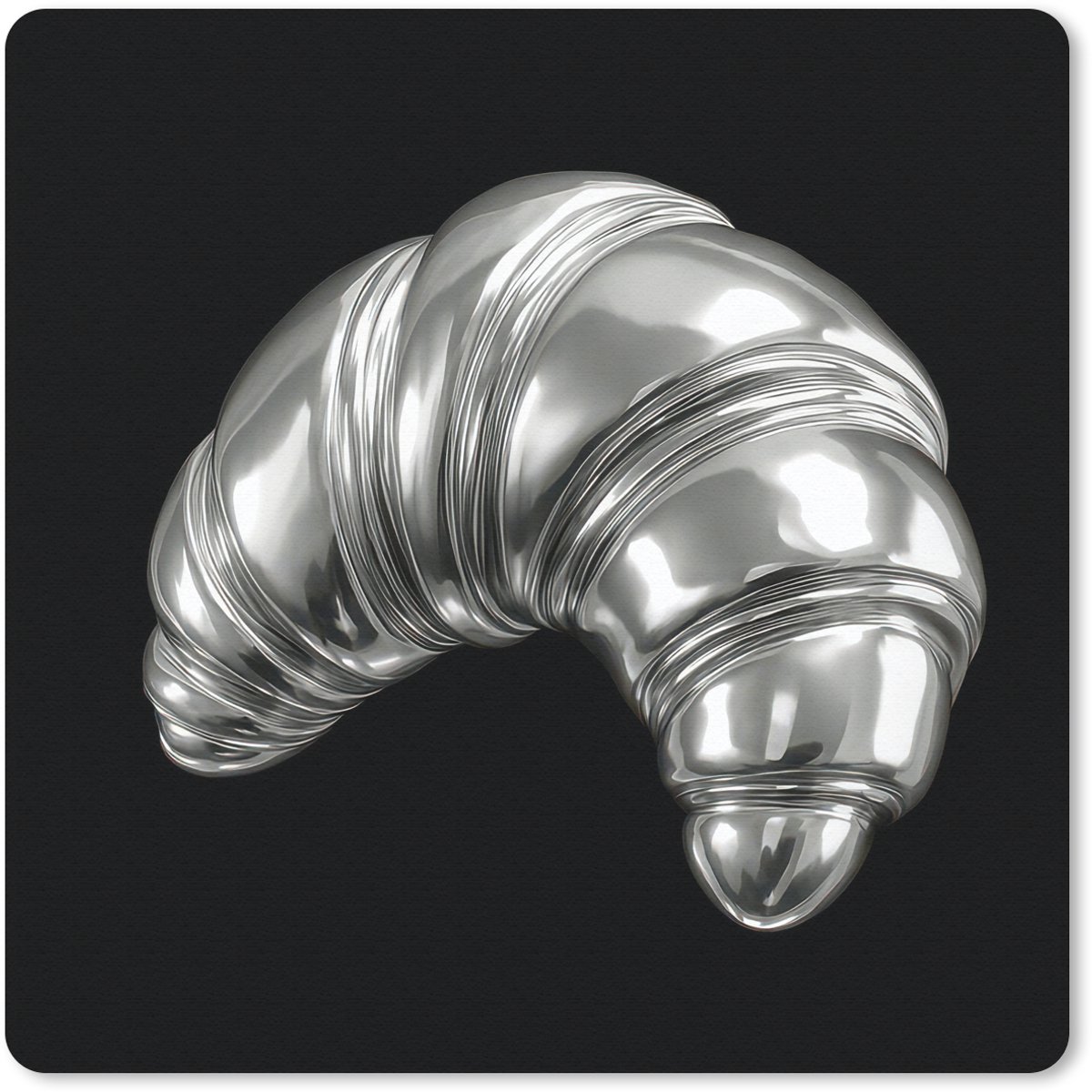 Muismat 20x20 cm - Mousepad Croissant - Metaal - Zilver - Muismatten