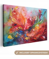 Canvas schilderij 120x80 cm - Wanddecoratie Olieverf - Kunst - Abstract - Kleurrijk - Muurdecoratie woonkamer - Slaapkamer decoratie - Kamer accessoires - Schilderijen op canvas