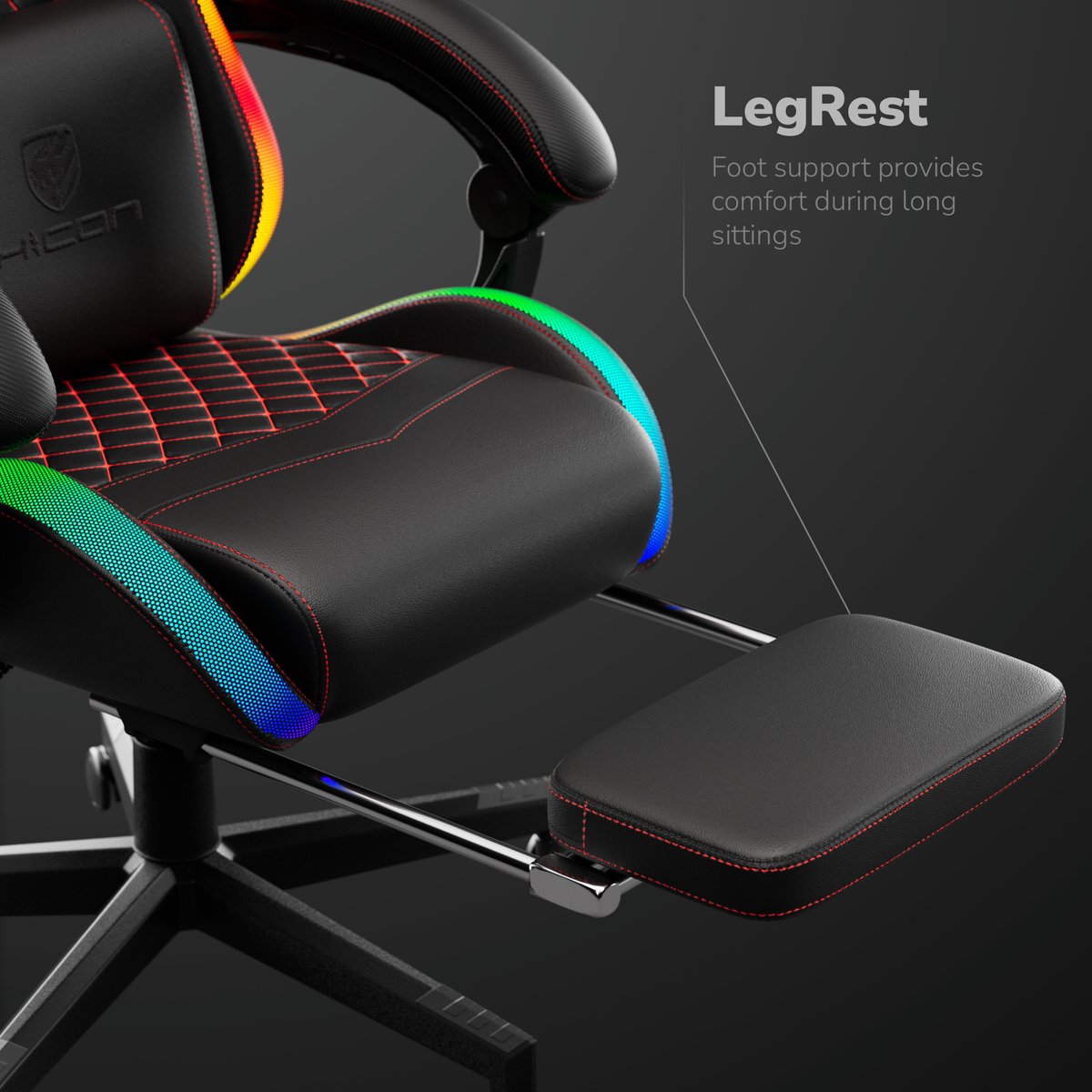 HICON Gamingstoel Vittoria Ergonomisch Zwart met LED - afbeelding 3