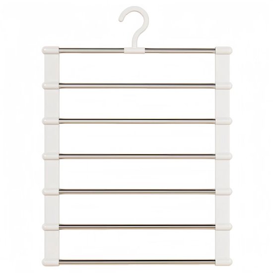 Foto: Multifunctionele broekenrek kledingopberger kledingrek ruimtebesparend ladderontwerp 2 pack kan 12 paar broeken leggings of meer sjaals stropdassen lakens ophangen