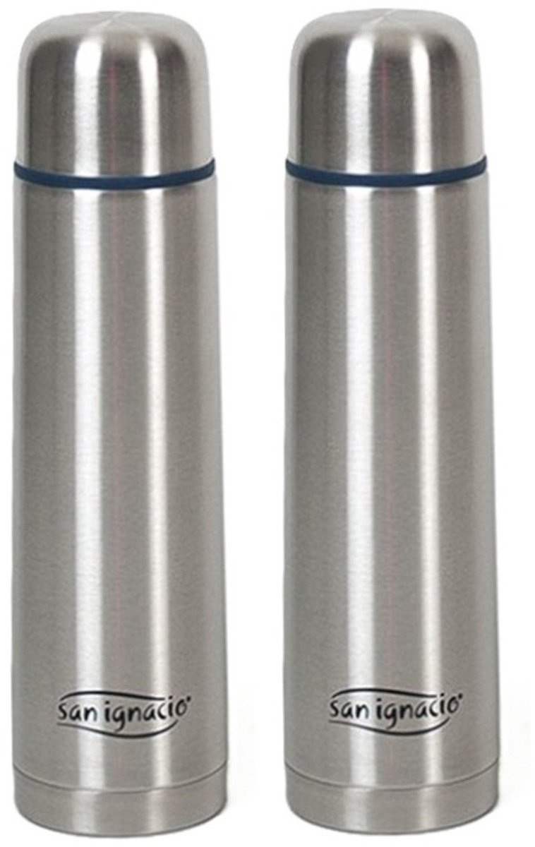 San Ignacio RVS thermosfles/isoleerkan 500 ml - 2x - voor warme / koude dranken onderweg
