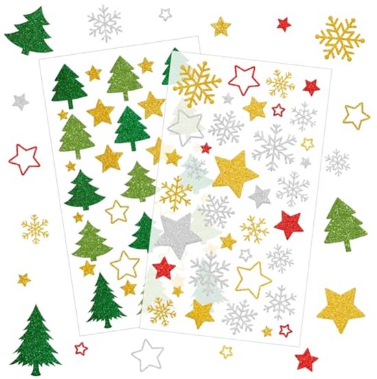 Kerst envelop zegel sticker glitter sneeuwvlok sticker label, 368 stuks kerststicker kerst sneeuwvlok envelop sticker zegel voor kerstkaart geschenkdoos decoraties (goud, 8 vellen