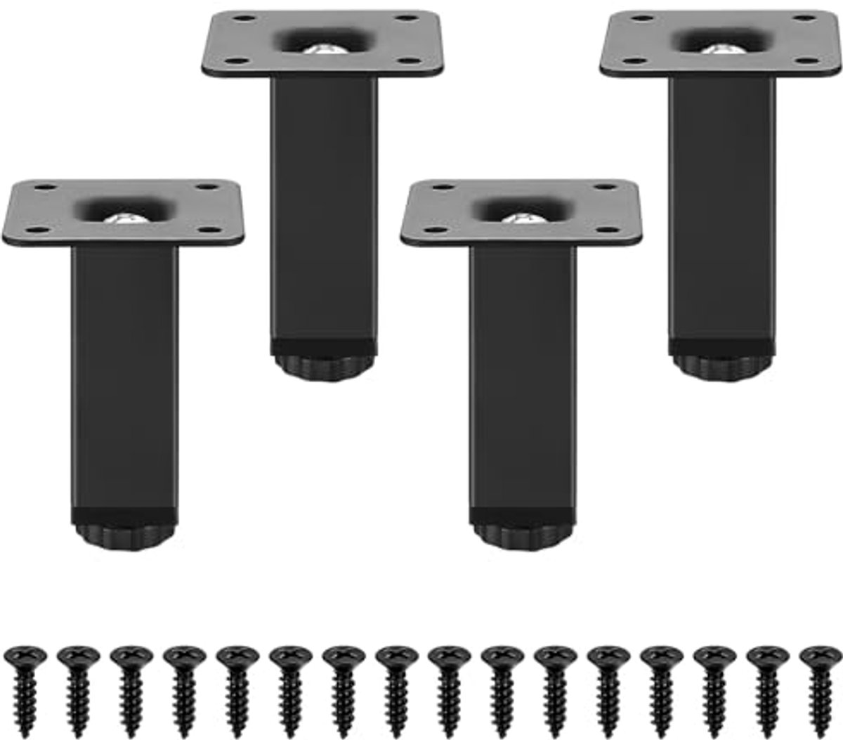 Verstelbare meubelpoten 4 stuks zwart 80 mm hoogte verstelbaar 0-15 cm