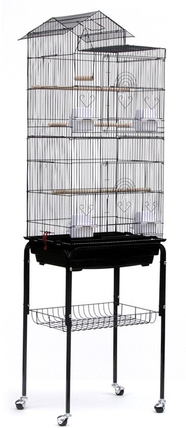PIPIPOXER-Vogelkooi vogelbouwer vogelvolière met standaard 360° draaiende wielen 46*35,5*158,5cm