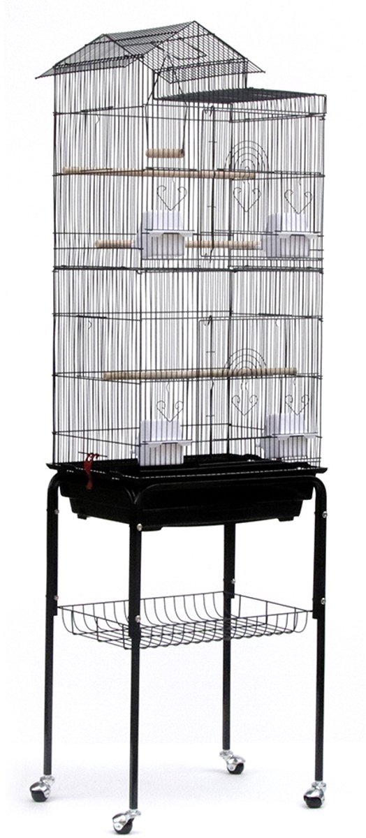 PIPIPOXER-Vogelkooi vogelbouwer vogelvolière met standaard 360° draaiende wielen 46*35,5*158,5cm