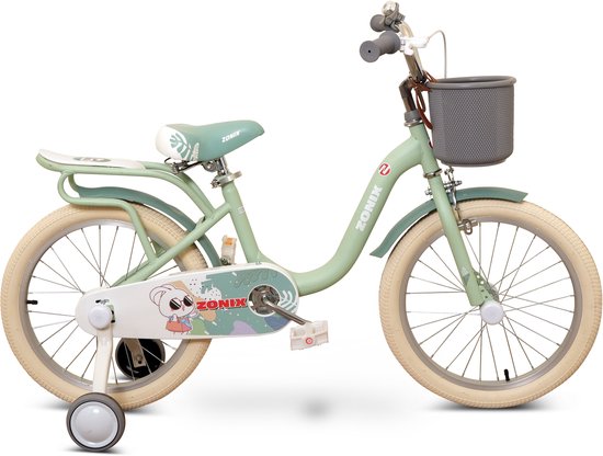 Zonix Meisjesfiets 18 Inch Pastelgroen Kinderfiets Met Zijwieltjes Voor Meisjes Van 5 Tm 7 Jaar Geschikt Voor Kledingmaat 110-123 van Zonix — afbeelding 4